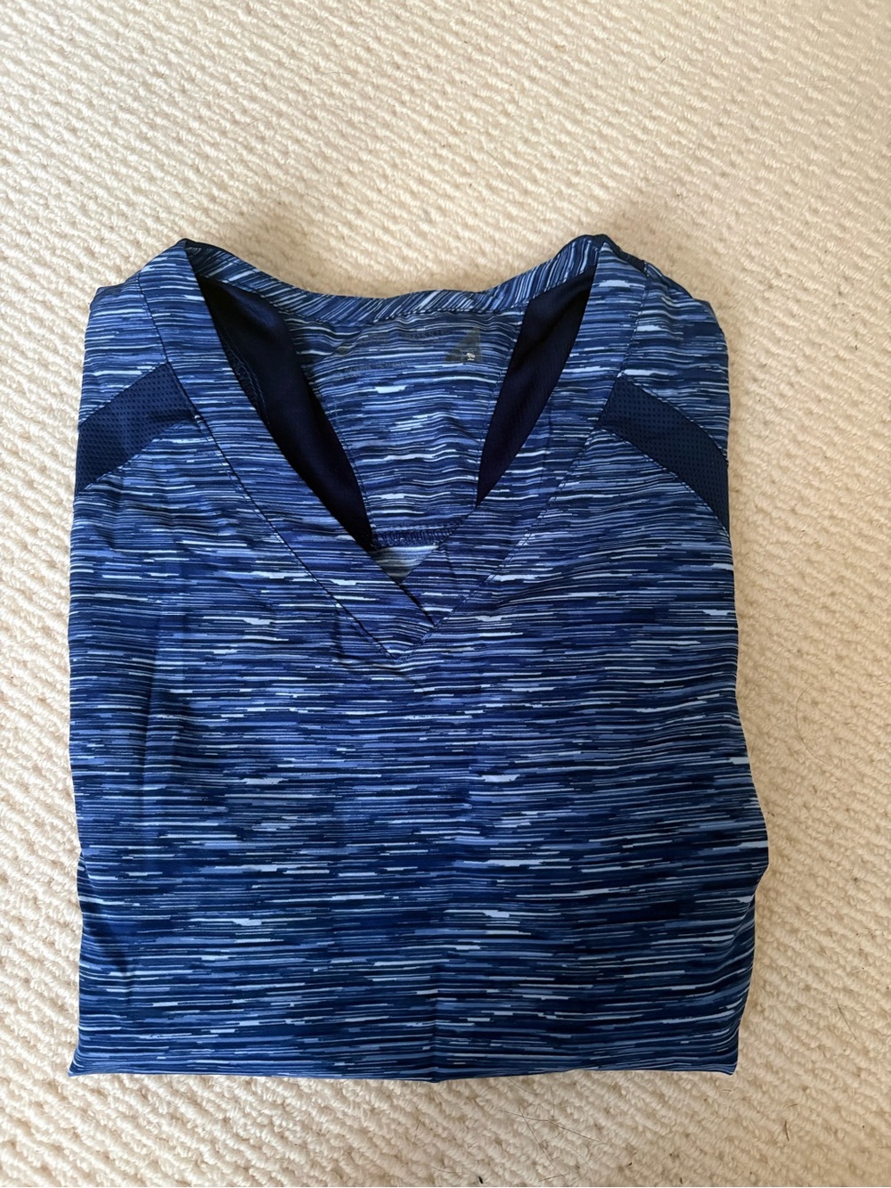 Blue Space-Dye V-Neck Athletic Top